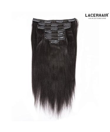 Lacer 10 Yaki Clip in Hair Extensions 120G 7 Pieces 10 Inch - Natural Black Remy Human Hair for Fashion Black Women with Relaxed Hair - Buy Online on GoSupps.com