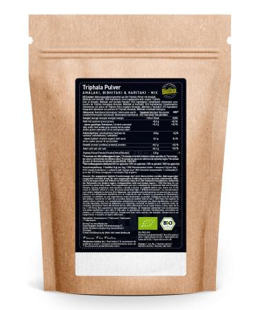 Triphala Organic Powder 100g - 100% Vegan Ayurvedic Supplement | Biotiva - Amalaki Haritaki Bibhitaki - Bottled in Germany - Buy Online on GoSupps.com