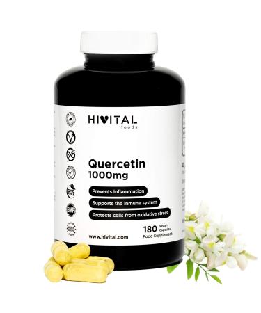 Quercetin 1000 mg.180 vegan capsules for 3-month treatment.Saphora Japonica flower extract with 95% quercetin.Cellular antioxidants and natural inflammatory inhibitors
