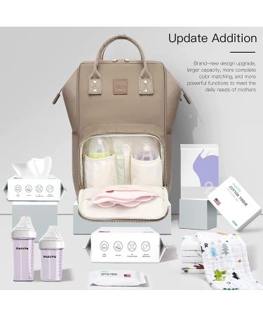 HaloVa Diaper Bag Backpack with Wet Cloth, Tissues, Bottle Pockets & Stroller Straps - Brown - Buy Online on GoSupps.com