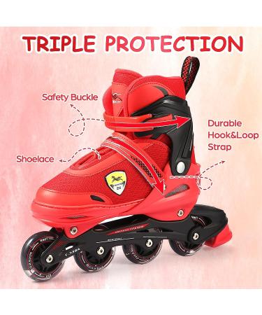 KGK Adjustable Inline Skates for Kids & Adults | Red Roller Blades with Light Up Wheels | Outdoor Skating Shoes for Girls, Boys, Women, Men & Teenagers - Buy Online on GoSupps.com