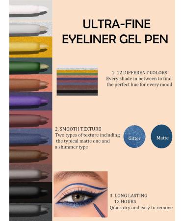  LYSdefeu Waterproof Gel Eyeliner Glossy Matte Cream Colored Eyeliner Pen Green Long-Lasting Smudge-Resistant Ultra-Pigmented Multichrome Quick-Drying Vegan Makeup Gift for Women - 04 - Buy Online on GoSupps.com