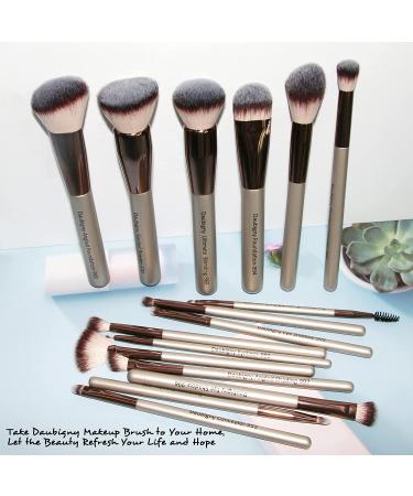 Daubigny 16Pcs Premium Synthetic Makeup Brush Set - Professional Brushes for Foundation, Powder, Concealers, Eye shadows, and Blush in Champagne Gold - Buy Online on GoSupps.com
