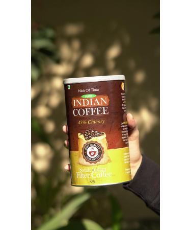 Nick Of Time South Indian Chicory Filter Coffee (55:45 Coffee Chicory Ratio) 100% Arabica AA Grade Dark Roast | Balanced Flavor & Aroma (500g|17.63 oz) - Buy Online on GoSupps.com