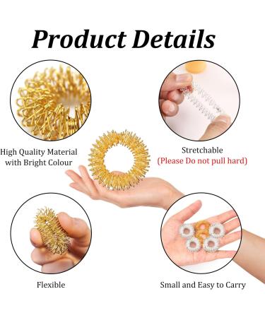 Kasess 12-Piece Acupressure Ring Set - Reusable Finger Massage Rings & Scooters for Stress Relief - International Shipping Available - Buy Online on GoSupps.com
