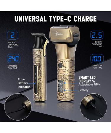 Hatteker Foil Shaver & T-Blade Trimmer Kit Waterproof Electric Razor for Men | 2-in-1 Beard & Hair Clipper with LED Display - International Shipping Available - Buy Online on GoSupps.com