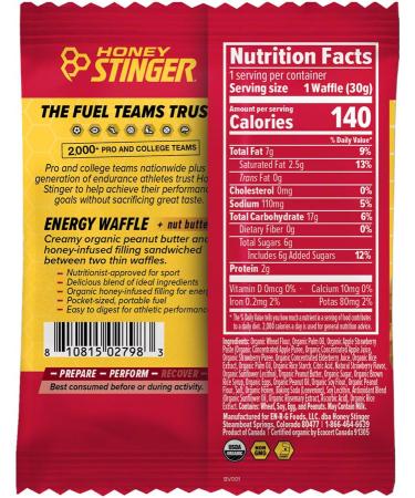 Honey Stinger Organic Peanut Butter & Strawberry Waffle Snacks - USDA Organic Kosher Certified Gluten-Free Energy-Boosting Wafers with Honey No Artificial Flavors or Preservatives Pack of 12 - Buy Online on GoSupps.com