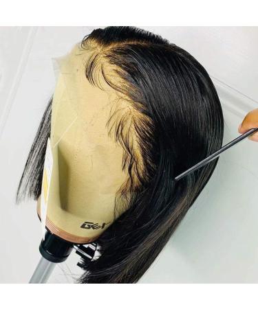 QUINLUX 12 HD Transparent Lace Short Bob Human Hair Wig 150% Density Pre Plucked 13X6 frontal wig - Brazilian Remy Hair, Natural Color - Women's Bob Cut Wig - Buy Online on GoSupps.com