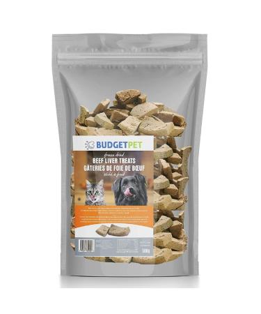 Budget Pet Freeze Dried Beef Liver Treats for Pets 500g Bag - Chews Pure and All Nutritive Low Calorie Training Treats - Large and Small Breeds Flavor Your Pets Will Love.