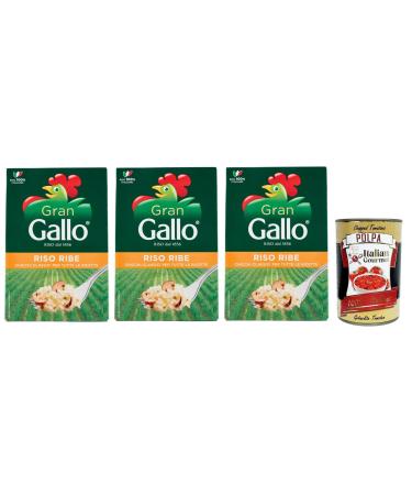 Italian Gourmet E.R. Gran Gallo Riso Ribe - 100% Italian Rice - Ideal for any type of recipe - Cooking time 15 minutes - 500g pack + 400g box