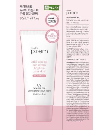 MAKEPREM Calamine Sun Cream SPF 50+ PA++++ - Vegan Korean Mineral Sunblock for Sensitive Acne-Prone Skin | Reef-Safe, Non-Nano Formula - Buy Online on GoSupps.com