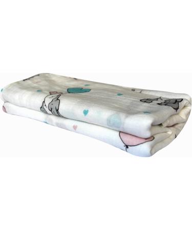 XL Unisex Bamboo Baby Muslin Swaddle Blanket 47x47in - Lightweight & Super Soft Wrap for Newborns - Elephants Print - Buy Online on GoSupps.com