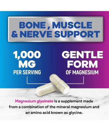 Magnesium Glycinate Capsules 1000mg - Pure & Chelated for Max Absorption - Supports Muscle Nerve & Heart Health Sleep Support - Best Magnesium Pills Supplement for Whole Body Support - 120 Capsules 120 Count (Pack of 1) - Buy Online on GoSupps.com