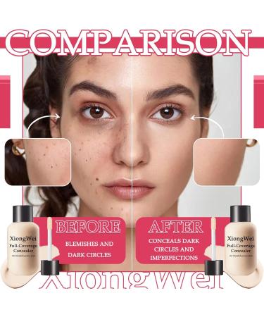 3PCS Full Coverage Foundation Set Moisturizing High Coverage Liquid Concealer Foundation Makeup Waterproof Long Lasting Creamy Liquid Foundation Matte Liquid Concealer for Women - Buy Online on GoSupps.com