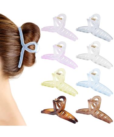 OKBA 8 Colors Large Hair Clips for Women Thick Hair, Matte Hair Claw Clips Hair Clamps for Thin Hair,Nonslip Strong Hold Jaw Clip for Women Girls Long Hair, Fashion Hair Styling Accessories,4.3 in 8 Count (Pack of 1)
