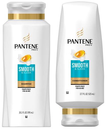 Pantene Pro-V Haircare - Smooth & Sleek - Shampoo (20.1 FL OZ) & Conditioner (17.7 FL OZ) Set - One (1) Set