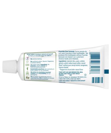 Tom's of Maine Travel Size Fluoride-Free Fresh Mint Toothpaste 3 oz - Pack of 1 - Buy Online on GoSupps.com