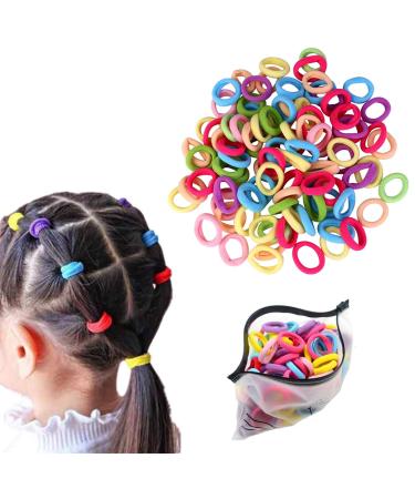 100 PCS Cotton Hair Ties Elastic Hair Ties Mini Hair Bands Seamless Soft Ponytail Holder Hair Accessories for Baby Kids Girls Multicolored