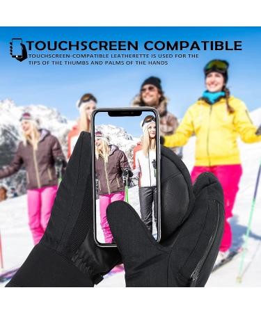 Waterproof Ski Mittens for Women Men | Touchscreen Winter Gloves for Cold Weather | Snowboard Snowmobile | Medium Pink Blue White - Buy Online on GoSupps.com