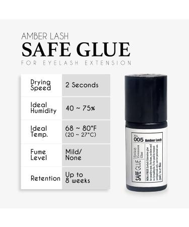 Amber Lash Safe Glue - Professional Super Sensitive Eyelash Extension Glue | MMA Free 2 Sec Dry 8 Weeks Retention - 5ml - Buy Online on GoSupps.com