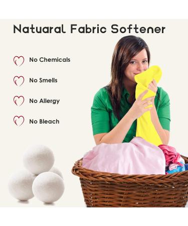 Organic Wool Dryer Balls 4 Pack XL - 100% New Zealand Wool - Natural Fabric Softener - Chemical Free - Reusable - 1000 Loads - Shortens Drying Time & Reduces Wrinkles - Baby Safe & Hypoallergenic - White - Buy Online on GoSupps.com