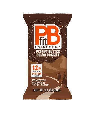 PBfit Peanut Butter Cocoa Drizzle Energy Bars 12g Protein 5g Fiber Gluten Free Vegan Plant-Based Non-GMO 2.1 Oz (Pack of 12) - Buy Online on GoSupps.com