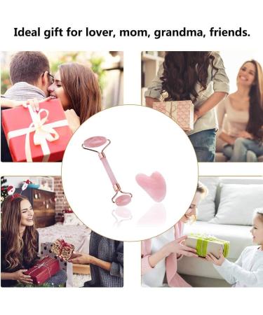 Jade Roller Gua Sha Facial Tools Set - Rose Quartz Stone Face Neck Body Guasha Board Face Roller Massager Muscle Relaxing Relieve Wrinkles(Pink) - Buy Online on GoSupps.com
