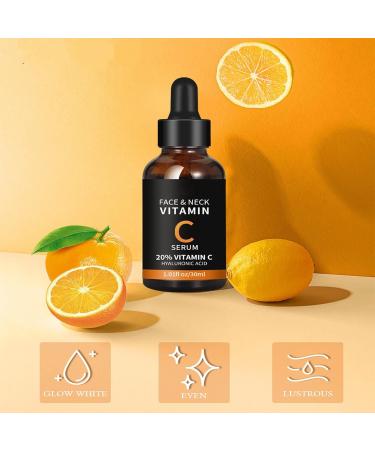 2 Pcs Vitamin C Serum Face Serum With Hyaluronic Acid Hydrate & Nourish Reduces Wrinkles & Fine Lines Improve Skin Elasticity Hydrating & Nourishing Formula for All Skin Types - Buy Online on GoSupps.com
