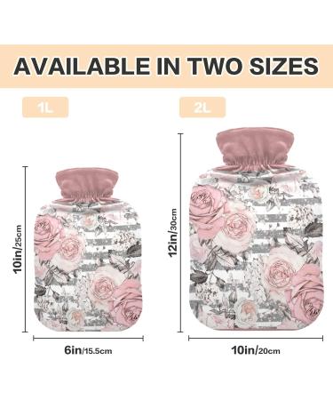 Premium 1L Heat Bottle Durable Warm-Up Bag for Pain Relief & Heating Therapy | Grunge Striped Pink Floral Design - Buy Online on GoSupps.com