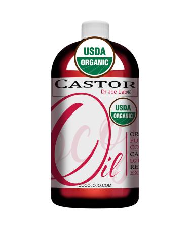 Organic Castor Oil - Bulk 32 oz - 100% Pure USDA Certified Organic Hexane Free Non GMO Castor Bean Carrier Oil - Ricinus Communis Moisturizing Hydrating Hair Skin Face Body Nails Locs Lashes Eyebrows