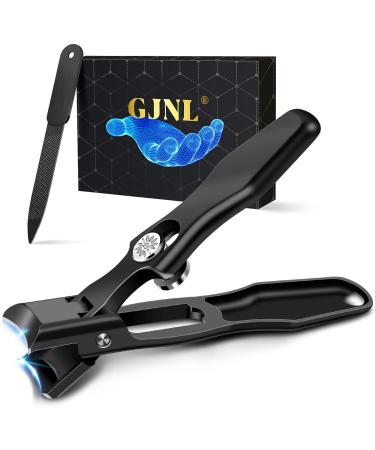 Senior-Friendly Wide Open Toe Nail Clippers for Thick Nails - Heavy Duty Design with Catcher & Nail File - Black No Splash Clippers for Men and Women - Buy Online on GoSupps.com