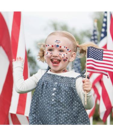 4th of July Gold Glitter Temporary Tattoos - 20 Sheets, 100Pcs Independence Day Tattoo Kit for Women & Kids - American Flag Accessories for Makeup, Costume, Parade Party - Buy Online on GoSupps.com
