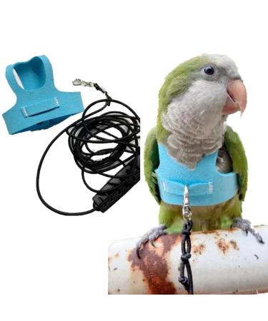 Bird Flight Harness Vest, Parrot Flight Suit with Leash for Parakeets Cockatiels Conures Budgies, Bird Flying Clothes with Rope and Handle for Outdoor Activities Training S Blue