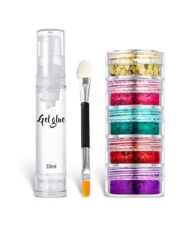 Beliky Girl Holographic glitter gloss for face and body 5 colors for face body eyes hair with a double brush and a gel bottle