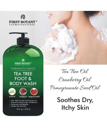 Tea Tree Body & Foot Wash - Fights Corns, Calluses, Dandruff, Warts, Nail Issues, Acne, Body Odor, Eczema, Jock Itch - 100% Natural - 16 fl oz - Buy Online on GoSupps.com