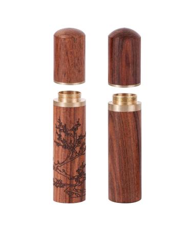 BENBO 2 Pieces Wooden Needle Case Sewing Needle Tubes Toothpick Storage Box Wood Needle Holder for Sewing Embroidery Hand Crafts