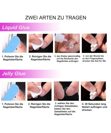 Mouyouglow Short Press On Nails - Square White & Cobalt Blue French Tips | Artificial Fingernails with Glue - Dark Blue Tip Design - Buy Online on GoSupps.com