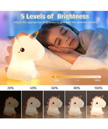 One Fire Kids Night Light - 16 Colors 5 Brightness Levels Dimmable Unicorn Bedside Lamp for Girls | Kawaii Baby Room Decoration - Buy Online on GoSupps.com