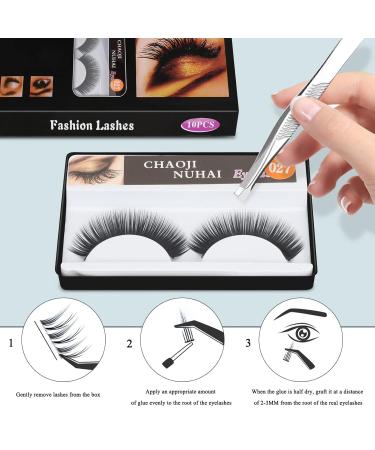 Arqumi False Eyelashes - 10 Pairs Synthetic Lashes for Parties Weddings & Festivals - Premium Quality Black Lashes - Buy Online on GoSupps.com
