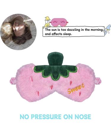 Ulife Mall Strawberry Children Sleep Mask | Soft Plush Cartoon Eye Mask for Kids & Adults | Fun Travel Accessory (Light Pink) - Buy Online on GoSupps.com