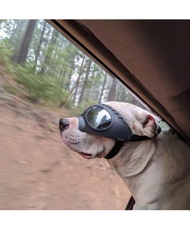 Namsan Large Breed Dog Goggles | Anti-UV Sunglasses for Medium-Large Dogs | Windproof & Anti-Dust | Silver Lens | Long Snout Dog Eye Protection | Black (Large) - Buy Online on GoSupps.com