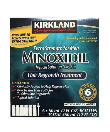 Kirkland Minoxidil 5 percent Extra Strength Hair Regrowth for Men 2 Fl Oz (Pack of 12)