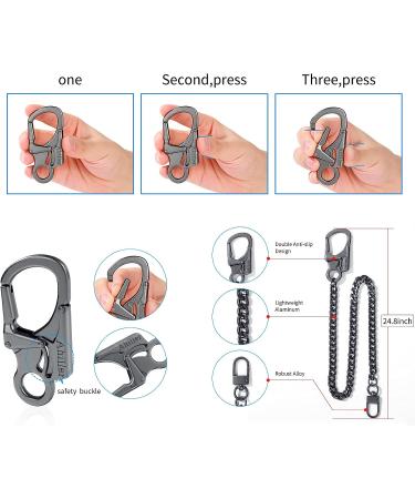Ahiller Biker Wallet Chain | Heavy Duty Pocket Chain with Round Clasp | Men's Key Chain for Jeans, Pants, Purse and Handbag - Black - Buy Online on GoSupps.com