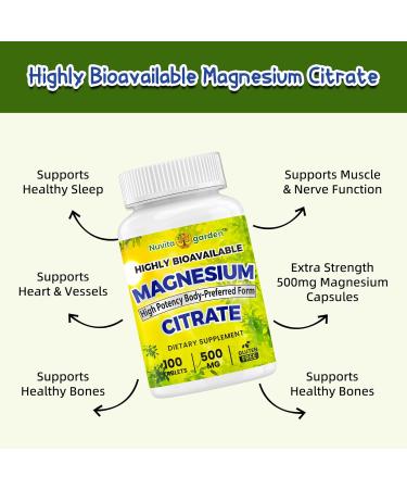 Magnesium (Citrate) 500 mg - Magnesium Supplement for Men and Women - for Heart and Bone Health Immune System Support - Gluten-Free Non-GMO - 100 Tablets - Buy Online on GoSupps.com
