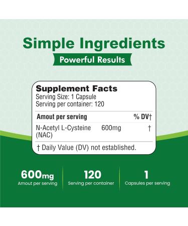 HealthLife N-Acetyl L-Cysteine (NAC) 600mg 120 Capsules - Non-GMO Gluten Free 120 Servings - Buy Online on GoSupps.com