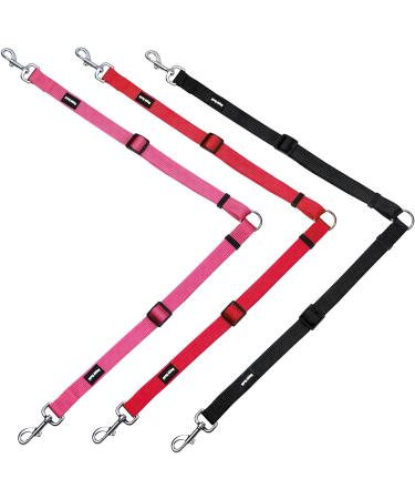 HAPPY HACHI Adjustable Double Dog Leash Coupler | No Tangle Nylon Twin Pet Trainer Leash Splitter - Fits Dogs 33-50 cm - Red - Buy Online on GoSupps.com