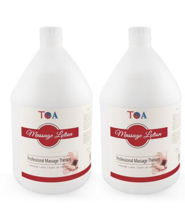TOA Premium Unscented Massage Lotion with Pump Vitamin Rich Massage Lotion for Massage Therapy with Natural Ingredients to Moisturize Hydrate and Smooth Rough Skin for All Skin Types (2 Gallons) 256 Fl Oz (Pack of 1)