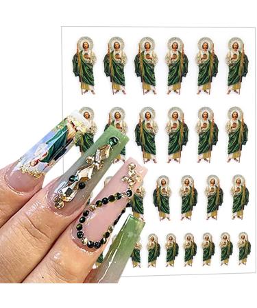 Religious Nail Art Stickers: Virgin Mary, San Judas, Jesus - 6 Sheets 3D Self-Adhesive Decals for Women's DIY Manicure - Buy Online on GoSupps.com