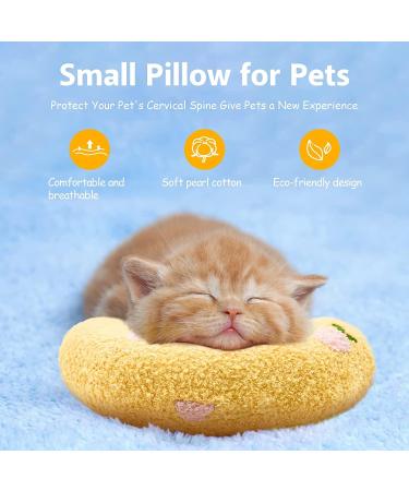 Jognee Pillow for Cats | Soft Fluffy Pet Calming Toy | Catnip Pillow Catnip Plush Toy | U-Shaped Pillow for Sleeping Resting Playing (Yellow) - Buy Online on GoSupps.com