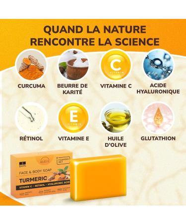 Savon Curcuma Visage contre les Taches claircissant & Hydratant Doux Visage & Corps Vit. C R tinol Ac. Hyaluronique Beurre de Karit Huile Olive & Vit. E Sans Parab nes & SLS(100g x 2 Savons) Curcuma - 2 paquets - Buy Online on GoSupps.com